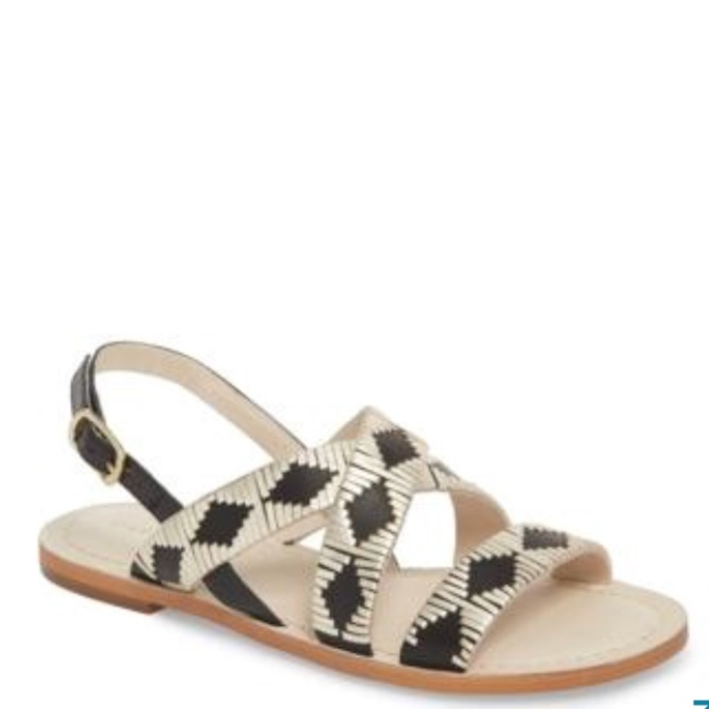 Caslon Finn Leather Sandal In Gold And Black - Picture 6 of 7